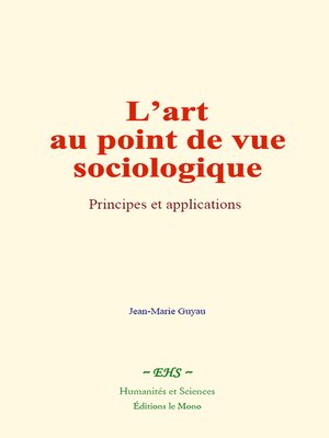 cover image of L'art au point de vue sociologique